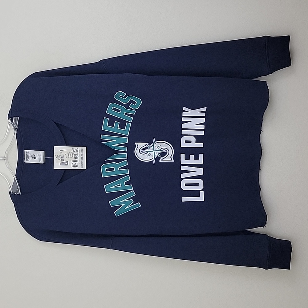 NWT Mariner's MLB Victoria's Secet LOVE PINK Graphic Navy Sweatshirt XS